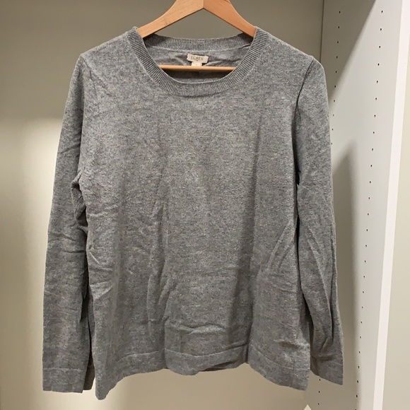 Gray wool and cotton sweater. Fitted. Waist length. - Picture 2 of 2